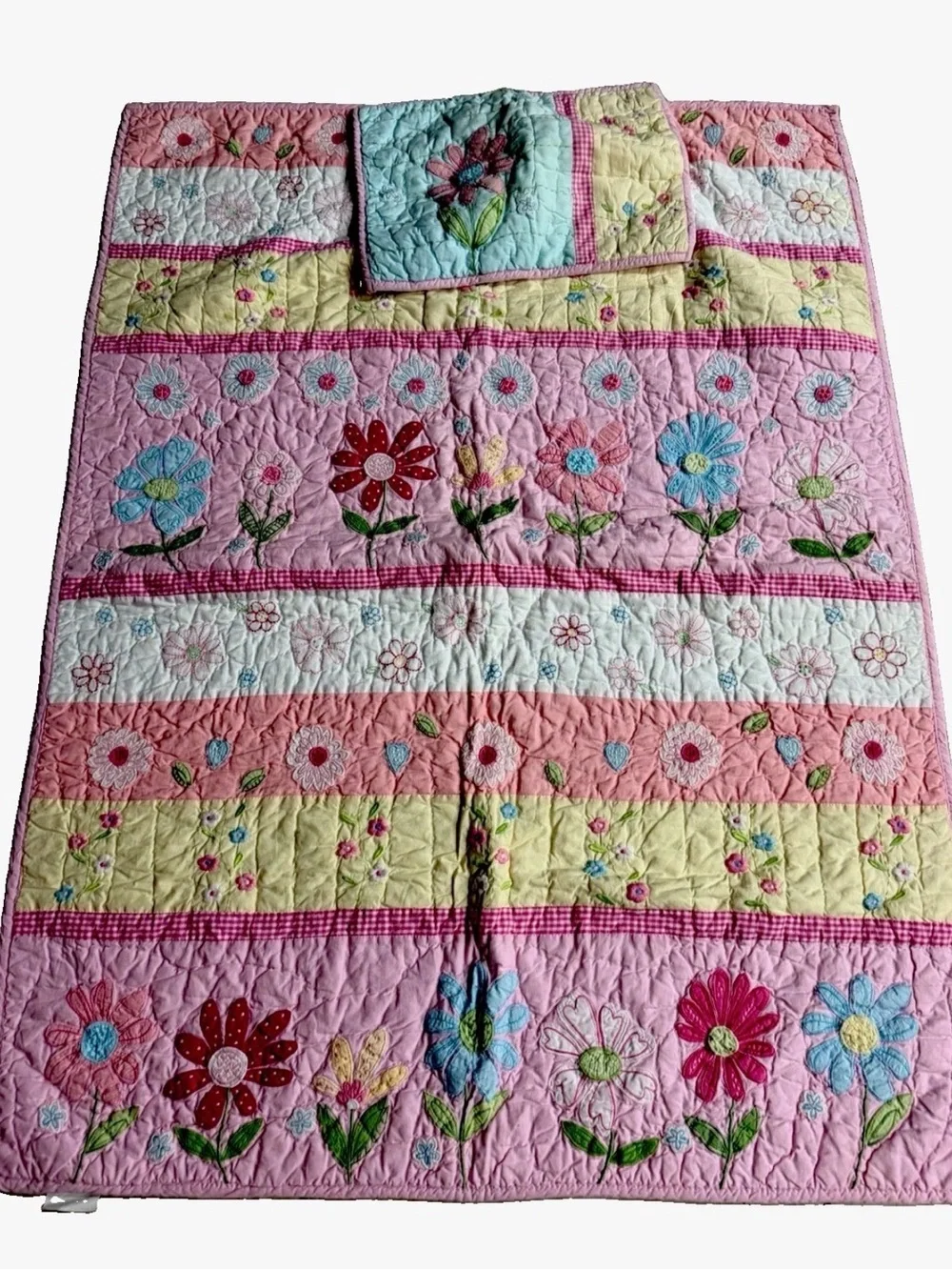 Y2K pottery barn kids crib size quilt & pillow sham